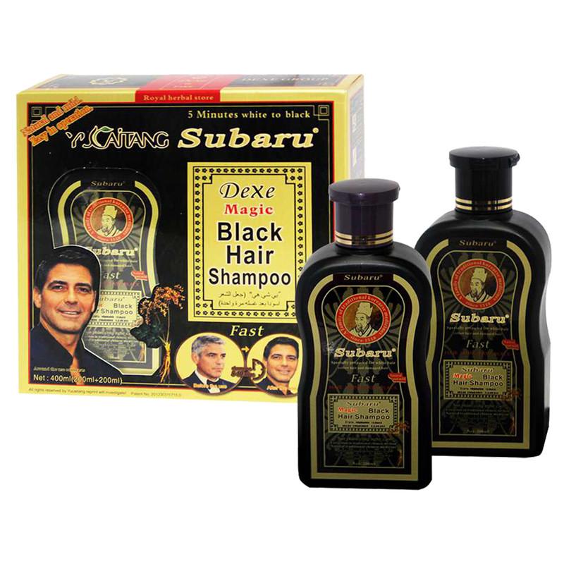 شامپو رنگ مو مشکی سوبارو مجموعه2 عددی 400 میلی لیتر اصل Subaru black hair color shampoo 400 ml original