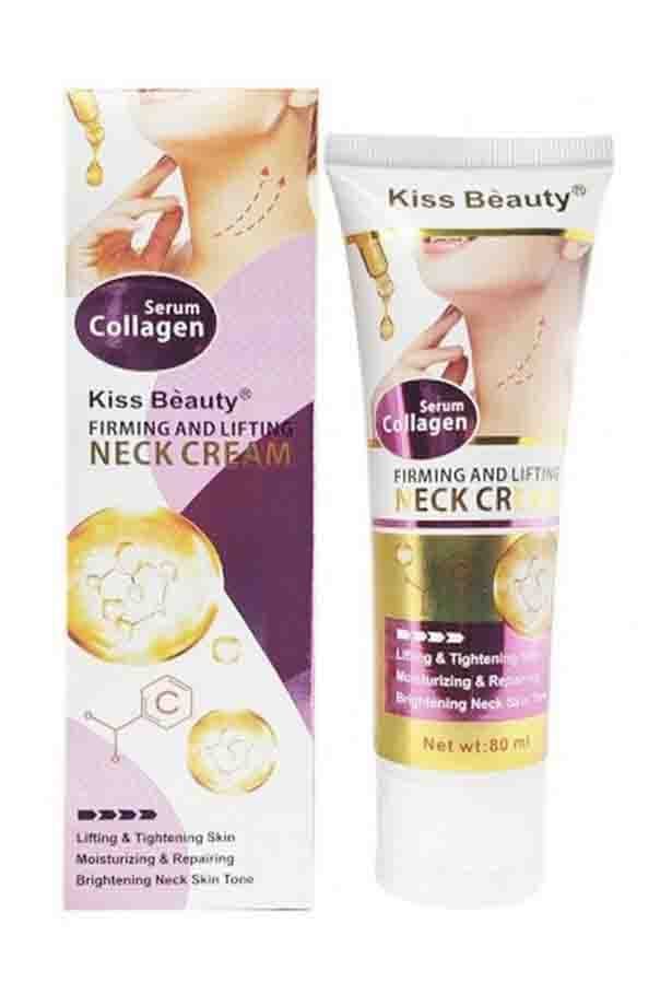 کرم اصلی کلاژن جوانسازی و درمان قطعی چروک دور گردن وگلو حجم۸۰میلkiss Beauty FIRMING AND LIFTING NECK CRFAM80ml