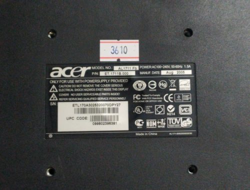 پاور مین مانیتور ایسر مدل ACER  MODEL: AL1711FB پنل شکسته